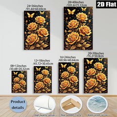 2D flat 1pc Golden Botanical Floral Wall Art Canvas Prints for Living Room Bedroom Home Decor Farmhouse Style Modern Artwork