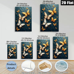 2D flat 1pc Golden Butterflies Wall Art Canvas Prints for Living Room Bedroom Home Decor Modern Farmhouse Style Gallery Wrapped Timeless Elegance
