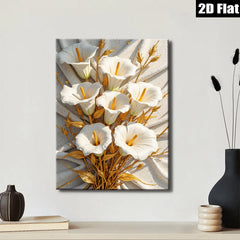 2D flat 1pc Golden Callas Bloom Wall Art Living Room Bedroom Home Decor Farmhouse Style Modern Canvas Prints Ready to Hang