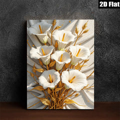 2D flat 1pc Golden Callas Bloom Wall Art Living Room Bedroom Home Decor Farmhouse Style Modern Canvas Prints Ready to Hang