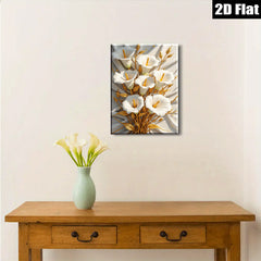 2D flat 1pc Golden Callas Bloom Wall Art Living Room Bedroom Home Decor Farmhouse Style Modern Canvas Prints Ready to Hang