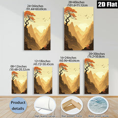 2D flat 1pc Golden Canyon Vista Serene Landscape Wall Art Decor for Living Room Bedroom Office Modern Farmhouse Gallery Wrapped Canvas Prints