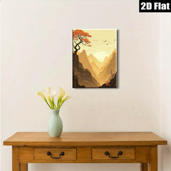 2D flat 1pc Golden Canyon Vista Serene Landscape Wall Art Decor for Living Room Bedroom Office Modern Farmhouse Gallery Wrapped Canvas Prints