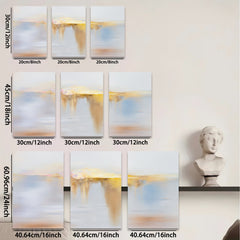 2D flat 1pc Golden Cascade Abstract Wall Art Modern Canvas Painting Living Room Bedroom Home Decor Farmhouse Style Gallery Wrapped Ready to Hang