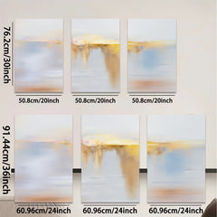 2D flat 1pc Golden Cascade Abstract Wall Art Modern Canvas Painting Living Room Bedroom Home Decor Farmhouse Style Gallery Wrapped Ready to Hang