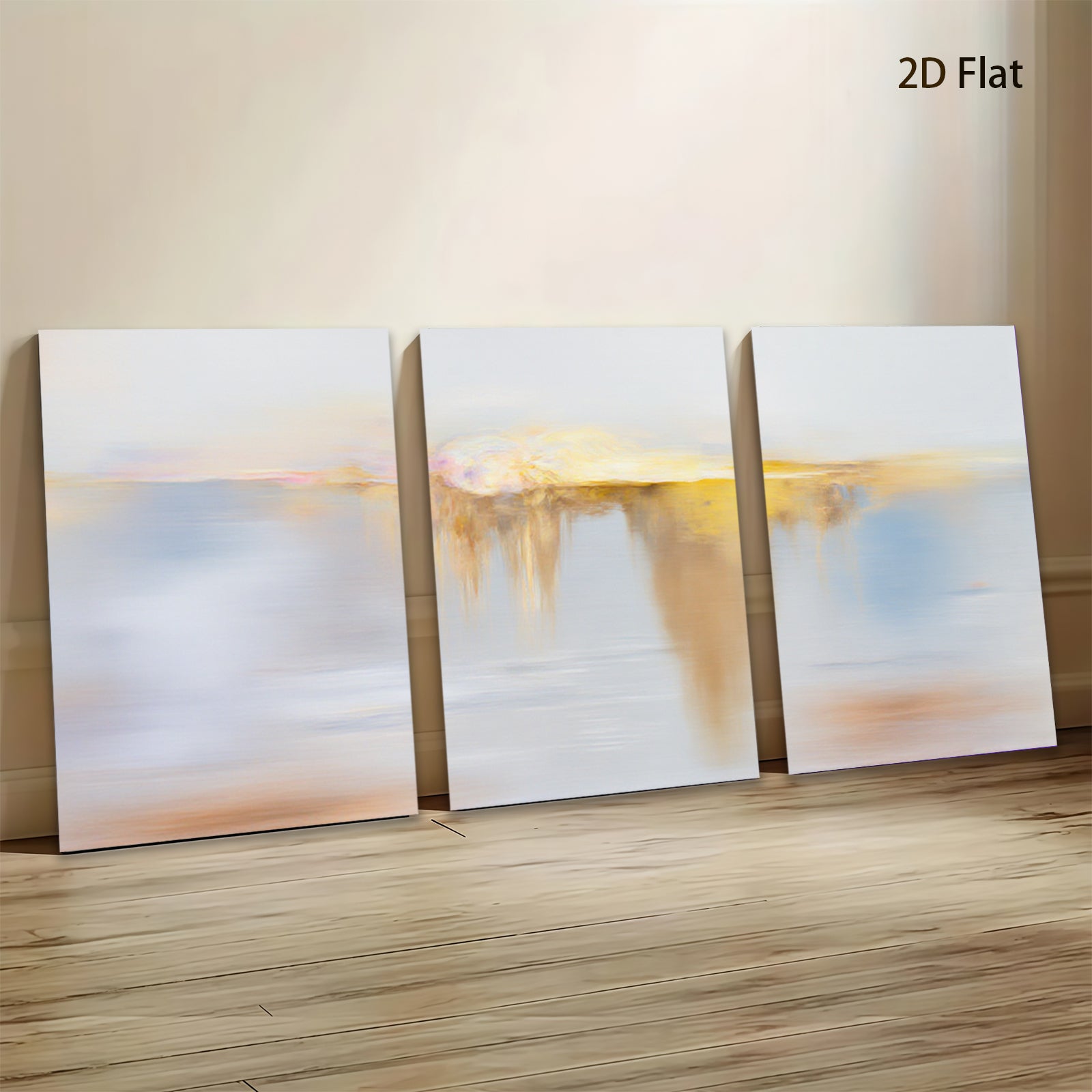 2D flat 1pc Golden Cascade Abstract Wall Art Modern Canvas Painting Living Room Bedroom Home Decor Farmhouse Style Gallery Wrapped Ready to Hang