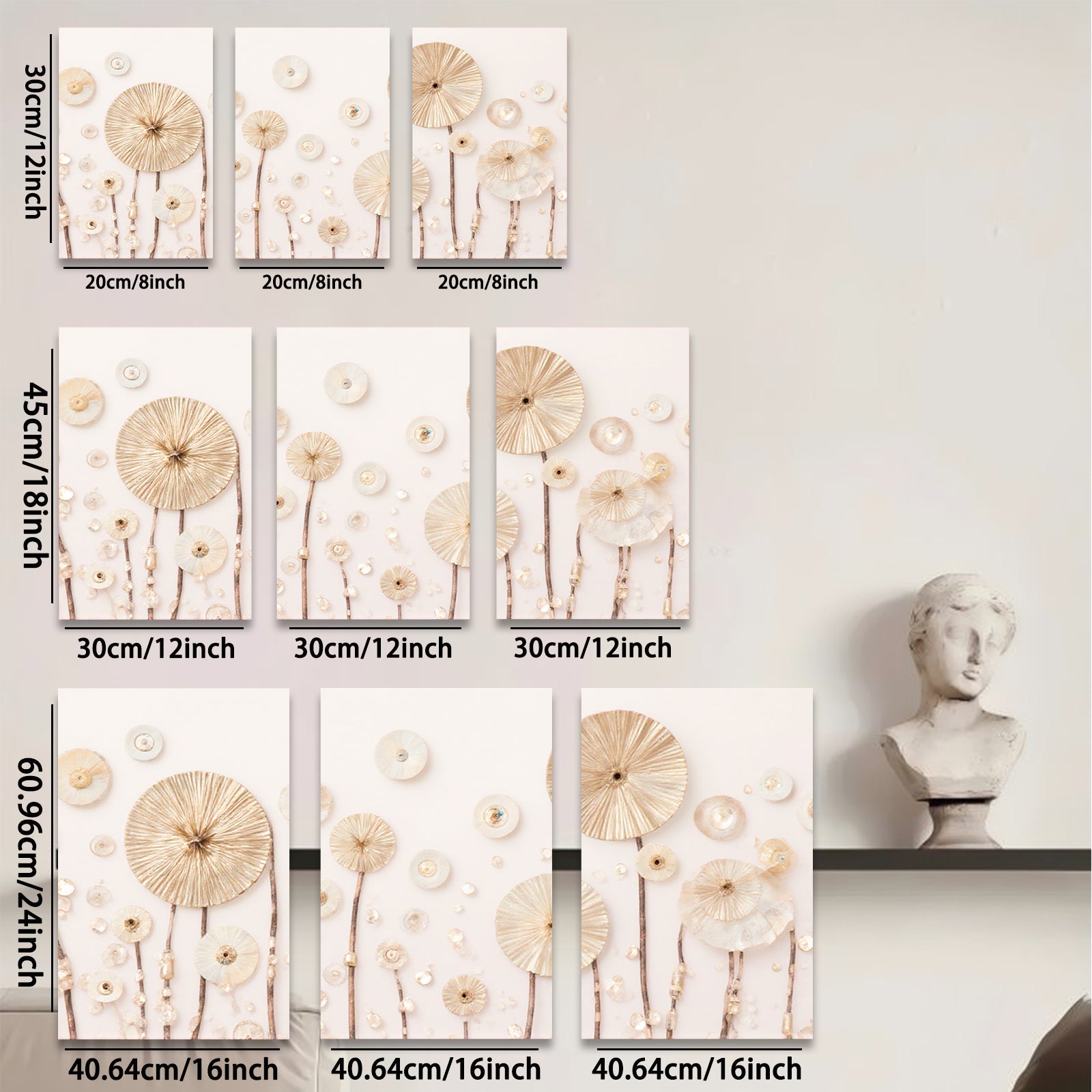 2D flat 1pc Golden Dandelion Wall Art Farmhouse Decor for Living Room Bedroom Gallery Wrapped Canvas Modern Minimalist Art Prints Botanical Artwork Rustic Chic Home D��cor