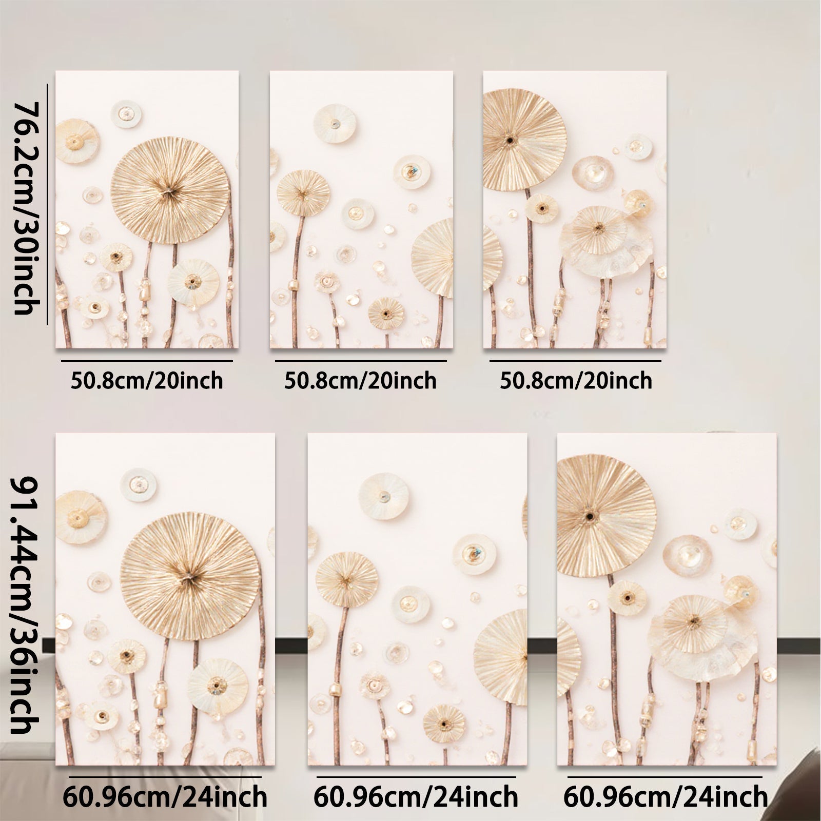 2D flat 1pc Golden Dandelion Wall Art Farmhouse Decor for Living Room Bedroom Gallery Wrapped Canvas Modern Minimalist Art Prints Botanical Artwork Rustic Chic Home D��cor