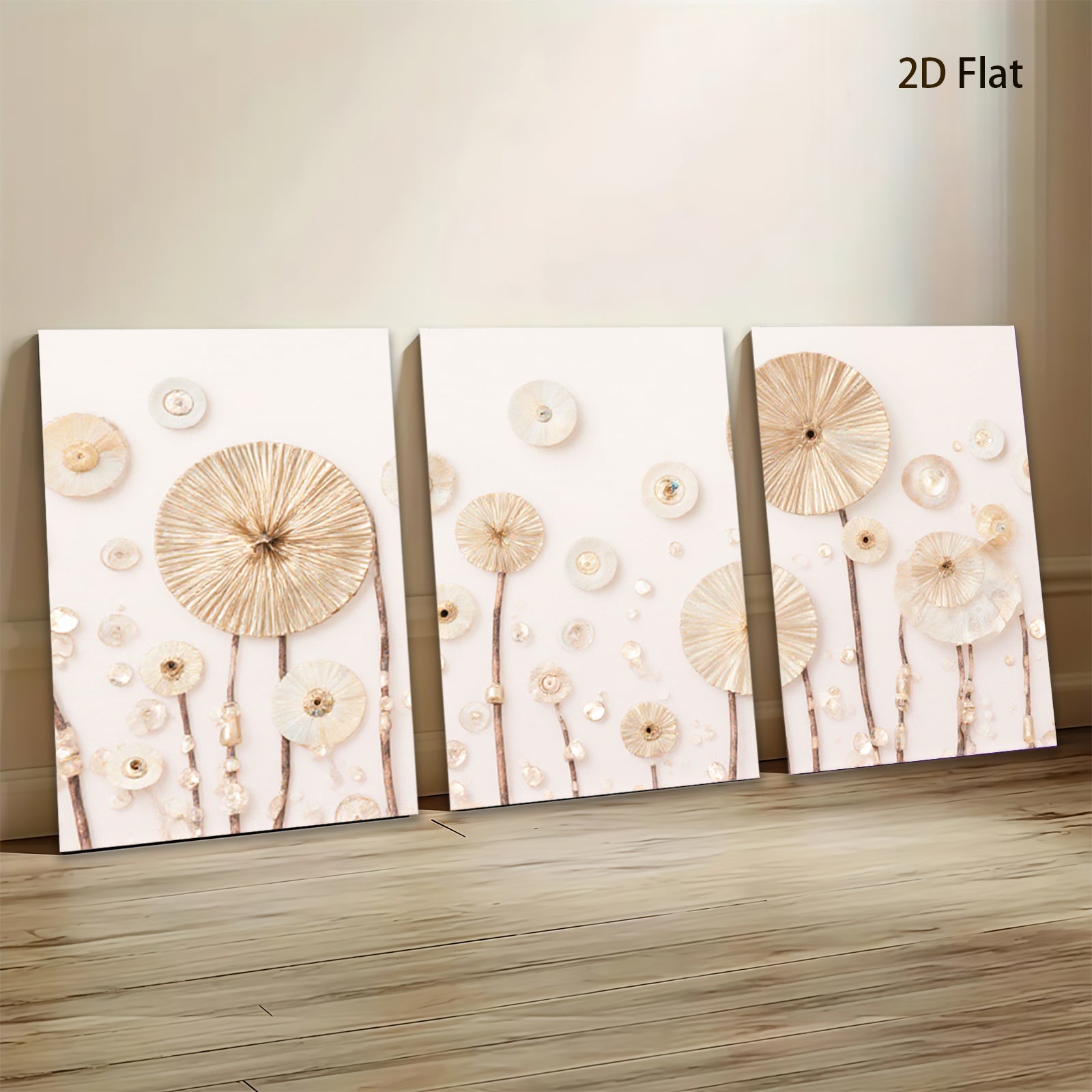 2D flat 1pc Golden Dandelion Wall Art Farmhouse Decor for Living Room Bedroom Gallery Wrapped Canvas Modern Minimalist Art Prints Botanical Artwork Rustic Chic Home D��cor