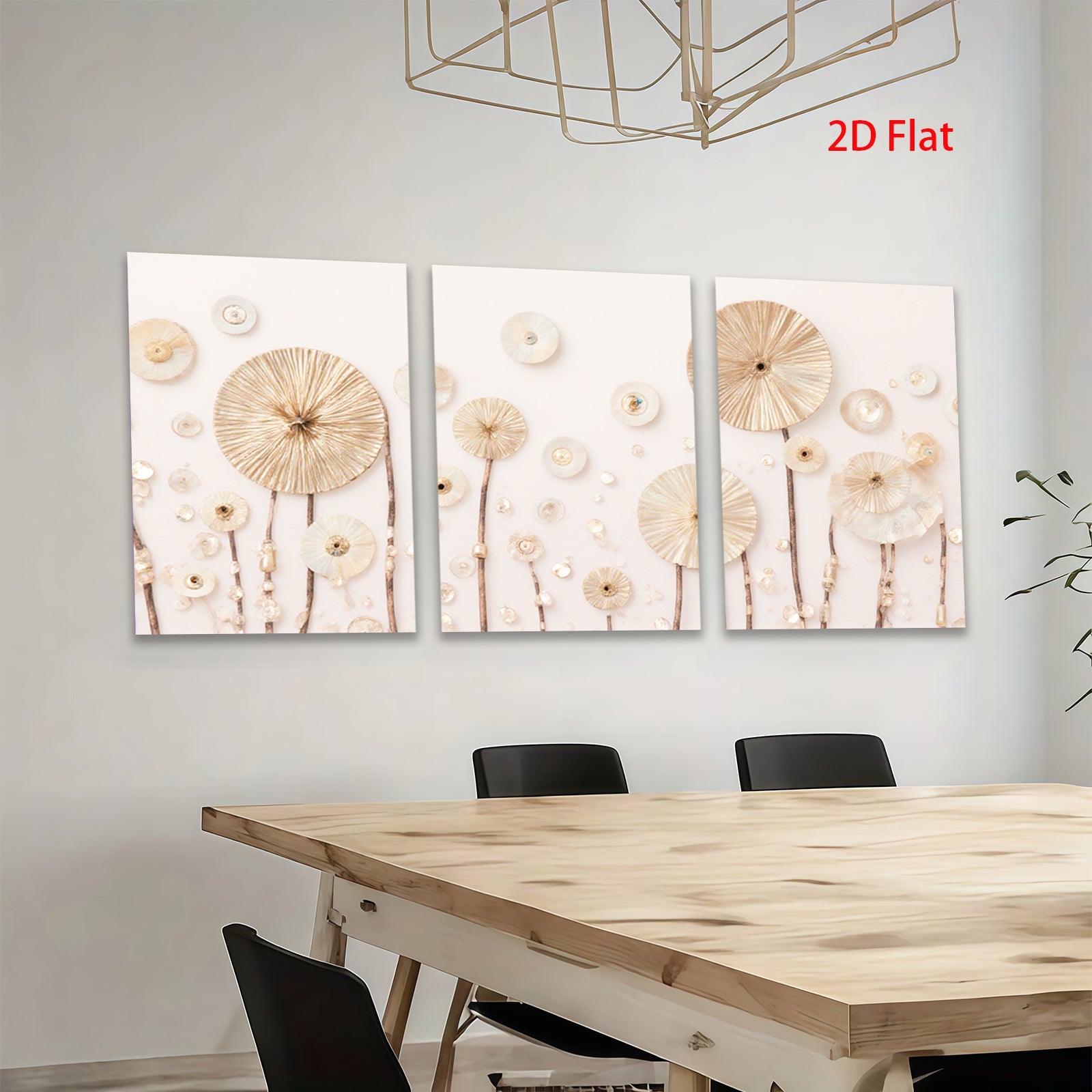 2D flat 1pc Golden Dandelion Wall Art Farmhouse Decor for Living Room Bedroom Gallery Wrapped Canvas Modern Minimalist Art Prints Botanical Artwork Rustic Chic Home D��cor