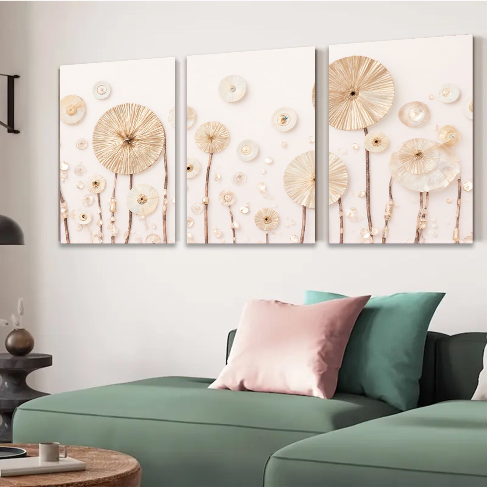 2D flat 1pc Golden Dandelion Wall Art Farmhouse Decor for Living Room Bedroom Gallery Wrapped Canvas Modern Minimalist Art Prints Botanical Artwork Rustic Chic Home D��cor