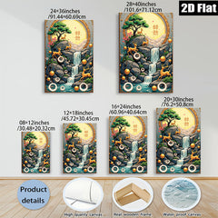 2D flat 1pc Golden Deer Waterfall Canvas Wall Art for Living Room Bedroom Home Decor Nature Landscape Painting Modern Farmhouse Style Gallery Wrapped Ready to Hang
