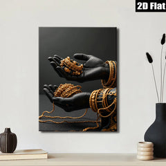 2D flat 1pc Golden Embrace Offering Opulence Wall Art Living Room Bedroom Decor Gallery Wrapped Canvas Modern Farmhouse Style Bohemian Chic