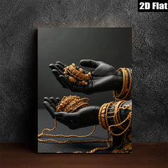 2D flat 1pc Golden Embrace Offering Opulence Wall Art Living Room Bedroom Decor Gallery Wrapped Canvas Modern Farmhouse Style Bohemian Chic