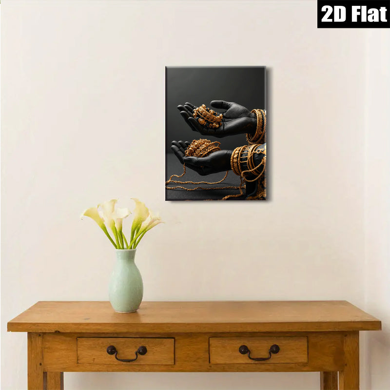 2D flat 1pc Golden Embrace Offering Opulence Wall Art Living Room Bedroom Decor Gallery Wrapped Canvas Modern Farmhouse Style Bohemian Chic