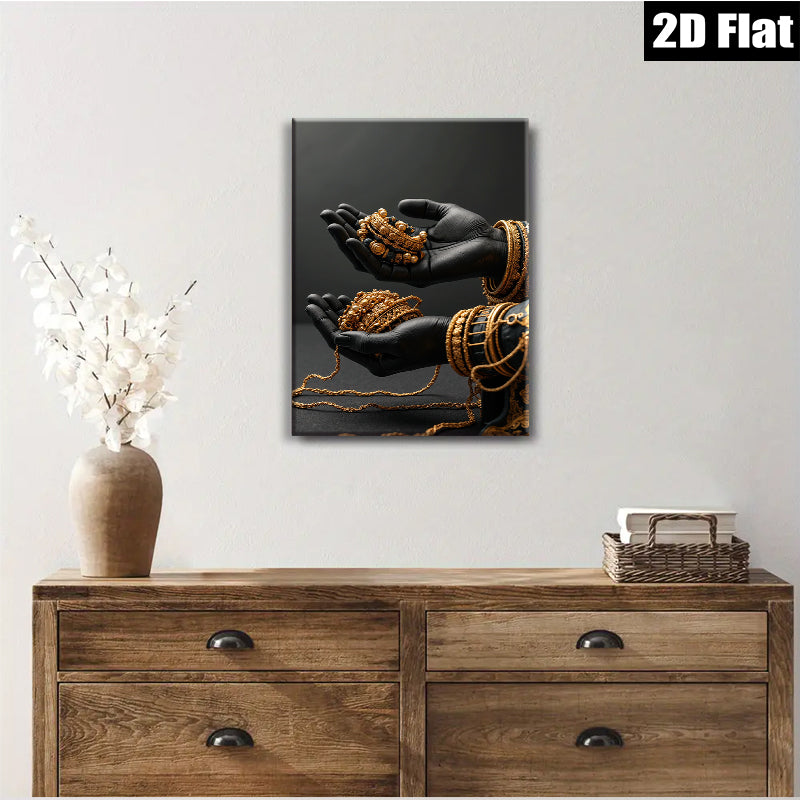 2D flat 1pc Golden Embrace Offering Opulence Wall Art Living Room Bedroom Decor Gallery Wrapped Canvas Modern Farmhouse Style Bohemian Chic