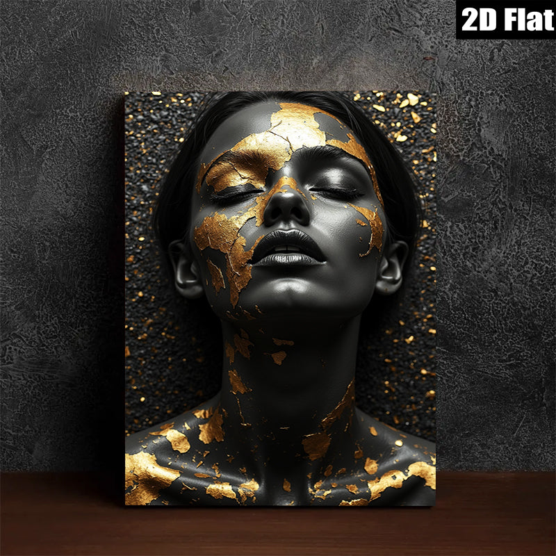 2D flat 1pc Golden Embrace Portrait Modern Wall Art Bedroom Living Room Gallery Wrapped Canvas Home Decor Farmhouse Style