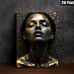 2D flat 1pc Golden Embrace Portrait Modern Wall Art Bedroom Living Room Gallery Wrapped Canvas Home Decor Farmhouse Style