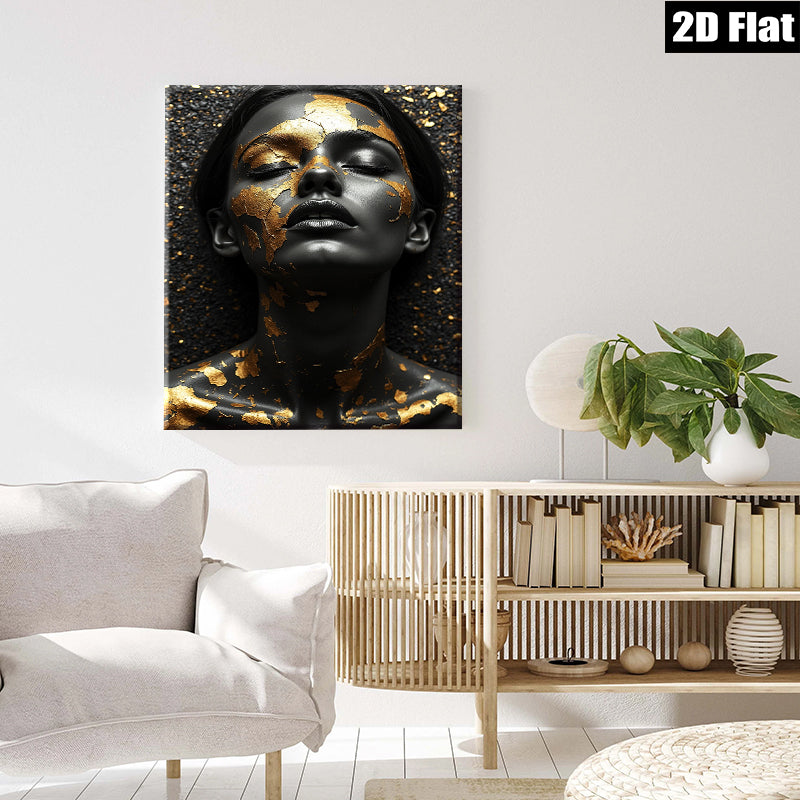 2D flat 1pc Golden Embrace Portrait Modern Wall Art Bedroom Living Room Gallery Wrapped Canvas Home Decor Farmhouse Style