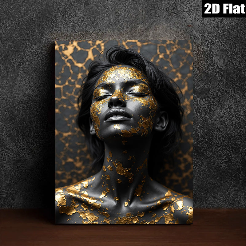 2D flat 1pc Golden Embrace Portrait Wall Art Canvas Prints for Living Room Bedroom Home Decor Modern Farmhouse Aesthetic Gallery Wrapped Ready to Hang