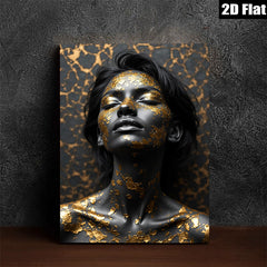2D flat 1pc Golden Embrace Portrait Wall Art Canvas Prints for Living Room Bedroom Home Decor Modern Farmhouse Aesthetic Gallery Wrapped Ready to Hang