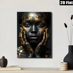 2D flat 1pc Golden Embrace Portrait Wall Art Living Room Bedroom Decor Modern Farmhouse Aesthetic Gallery Wrapped Canvas Prints for Home Office Chic Bohemian Style