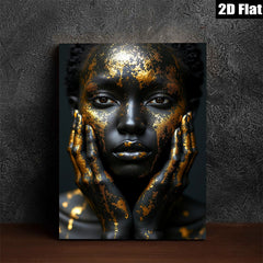 2D flat 1pc Golden Embrace Portrait Wall Art Living Room Bedroom Decor Modern Farmhouse Aesthetic Gallery Wrapped Canvas Prints for Home Office Chic Bohemian Style