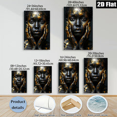 2D flat 1pc Golden Embrace Portrait Wall Art Living Room Bedroom Decor Modern Farmhouse Aesthetic Gallery Wrapped Canvas Prints for Home Office Chic Bohemian Style