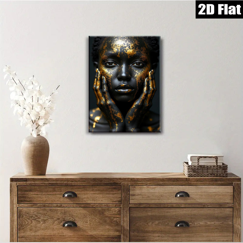 2D flat 1pc Golden Embrace Portrait Wall Art Living Room Bedroom Decor Modern Farmhouse Aesthetic Gallery Wrapped Canvas Prints for Home Office Chic Bohemian Style