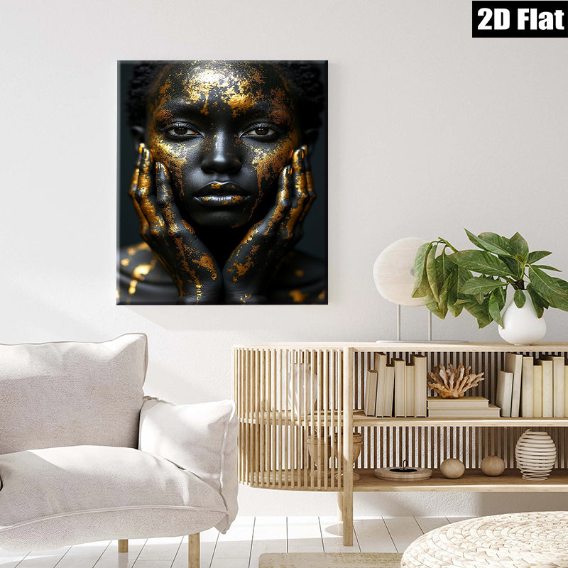 2D flat 1pc Golden Embrace Portrait Wall Art Living Room Bedroom Decor Modern Farmhouse Aesthetic Gallery Wrapped Canvas Prints for Home Office Chic Bohemian Style