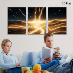 2D flat 1pc Golden Energy Burst Abstract Wall Art for Living Room Bedroom Modern Farmhouse Decor Gallery Wrapped Canvas Prints Ready to Hang Coastal Style