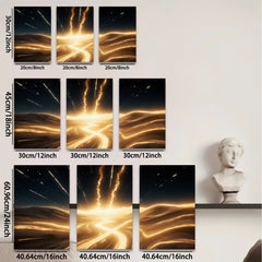 2D flat 1pc Golden Energy Burst Abstract Wall Art for Living Room Bedroom Modern Farmhouse Decor Gallery Wrapped Canvas Prints Ready to Hang Coastal Style