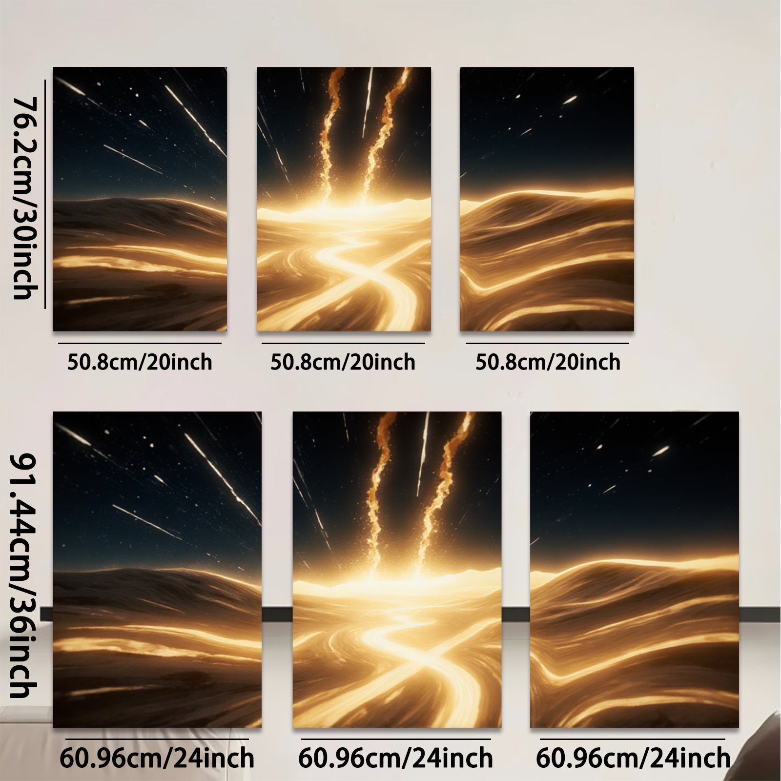 2D flat 1pc Golden Energy Burst Abstract Wall Art for Living Room Bedroom Modern Farmhouse Decor Gallery Wrapped Canvas Prints Ready to Hang Coastal Style
