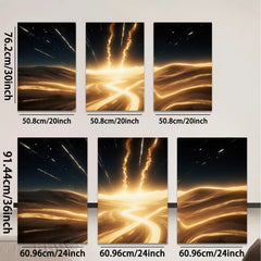 2D flat 1pc Golden Energy Burst Abstract Wall Art for Living Room Bedroom Modern Farmhouse Decor Gallery Wrapped Canvas Prints Ready to Hang Coastal Style