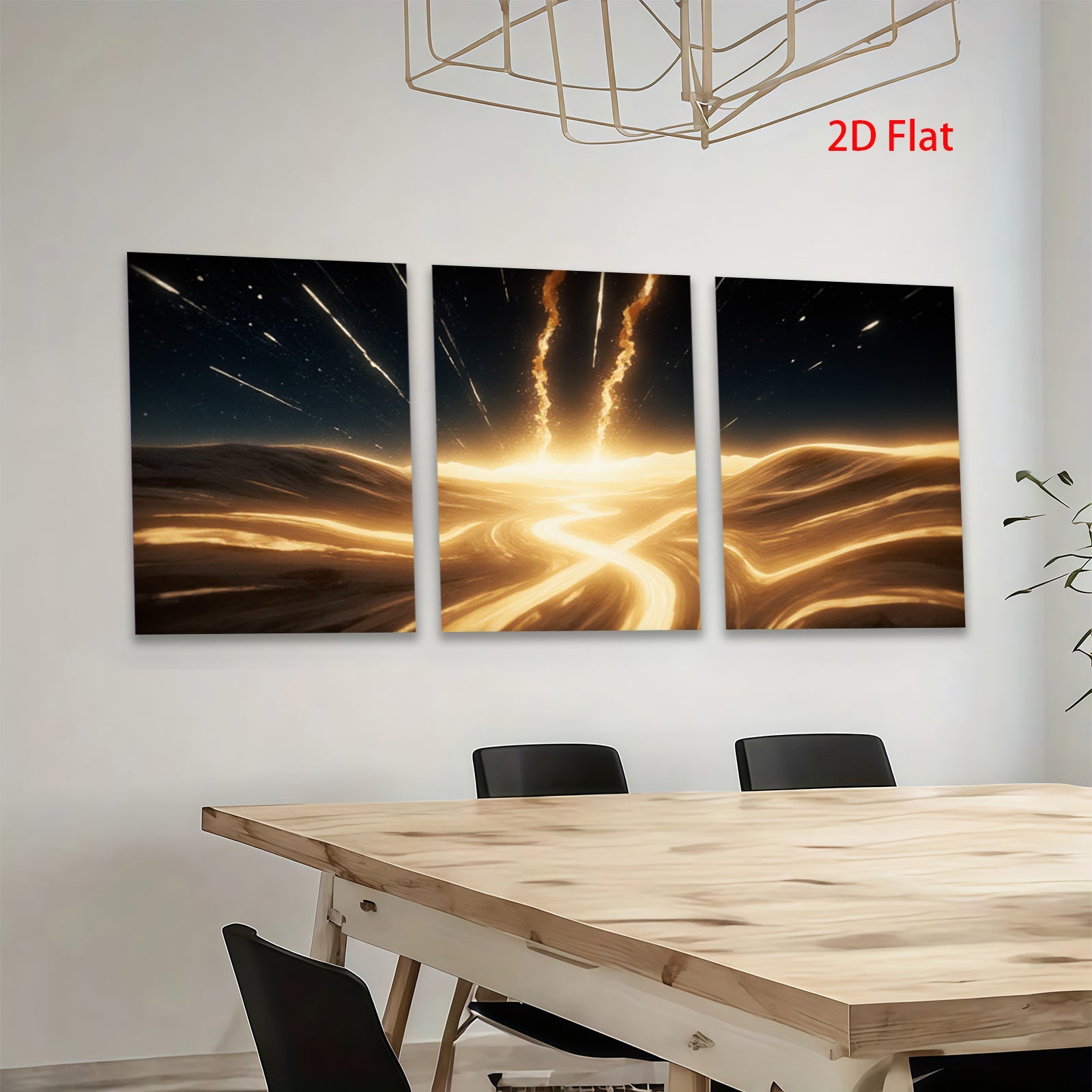 2D flat 1pc Golden Energy Burst Abstract Wall Art for Living Room Bedroom Modern Farmhouse Decor Gallery Wrapped Canvas Prints Ready to Hang Coastal Style