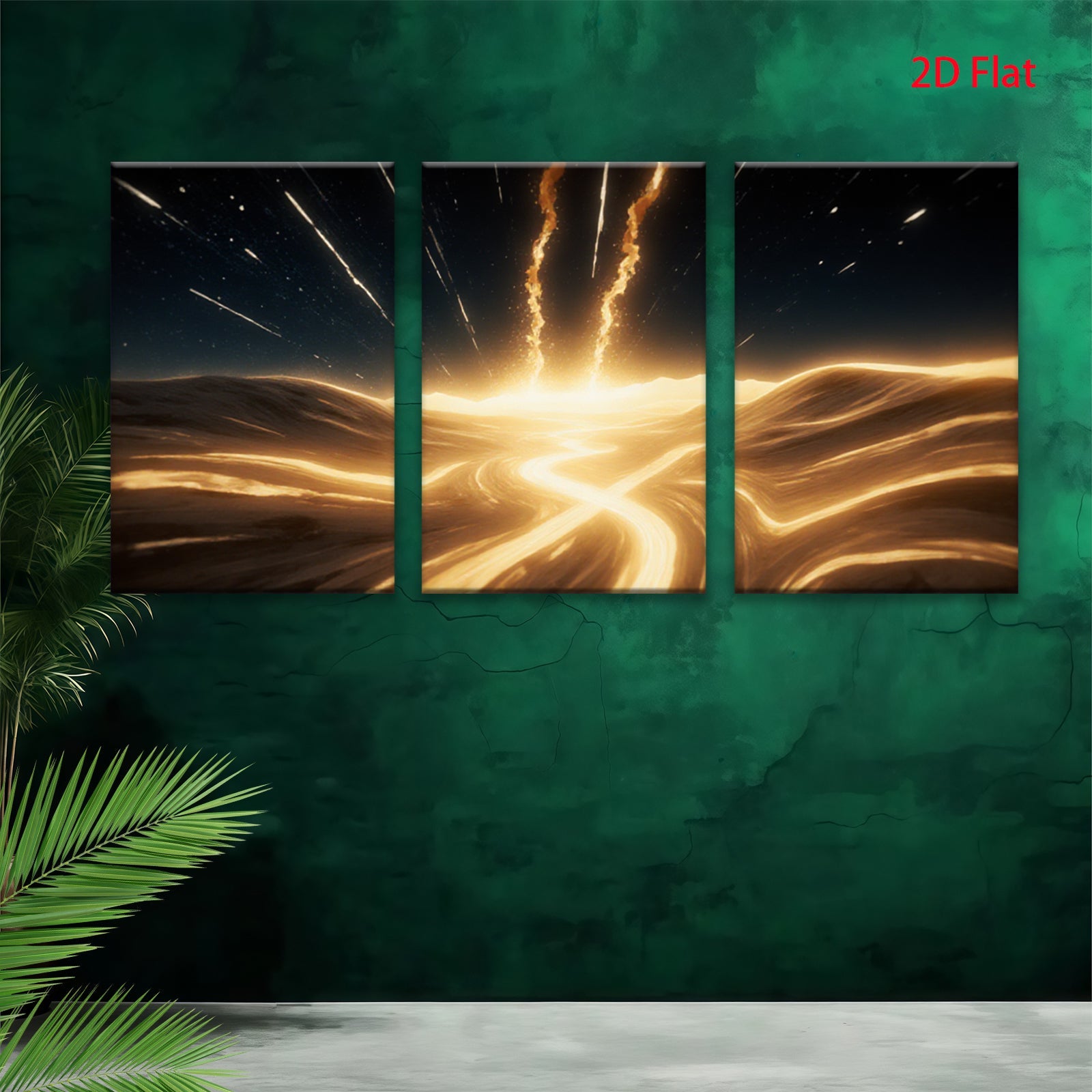 2D flat 1pc Golden Energy Burst Abstract Wall Art for Living Room Bedroom Modern Farmhouse Decor Gallery Wrapped Canvas Prints Ready to Hang Coastal Style