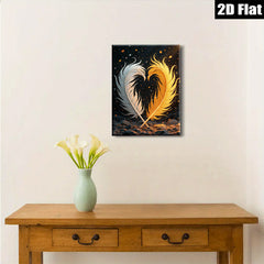 2D flat 1pc Golden Feather Pair Wall Art Decor Living Room Bedroom Modern Farmhouse Style Canvas Prints Wrapped Ready To Hang Gallery Wrapped Timeless Home Decoration