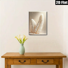 2D flat 1pc Golden Feather Wall Art Modern Minimalist Decor Living Room Bedroom Canvas Prints Gallery Wrapped Ready to Hang Farmhouse Style