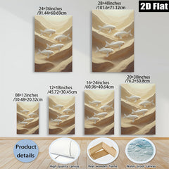 2D flat 1pc Golden Fish Swimming Underwater Abstract Canvas Wall Art for Living Room Bedroom Decor farmhouse style modern gallery wrapped timeless