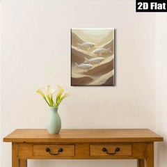 2D flat 1pc Golden Fish Swimming Underwater Abstract Canvas Wall Art for Living Room Bedroom Decor farmhouse style modern gallery wrapped timeless