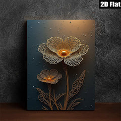 2D flat 1pc Golden Floral Botanical Wall Art Modern Farmhouse Decor Living Room Bedroom Canvas Prints Gallery Wrapped Timeless Style Rustic Chic