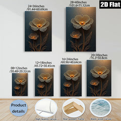 2D flat 1pc Golden Floral Botanical Wall Art Modern Farmhouse Decor Living Room Bedroom Canvas Prints Gallery Wrapped Timeless Style Rustic Chic
