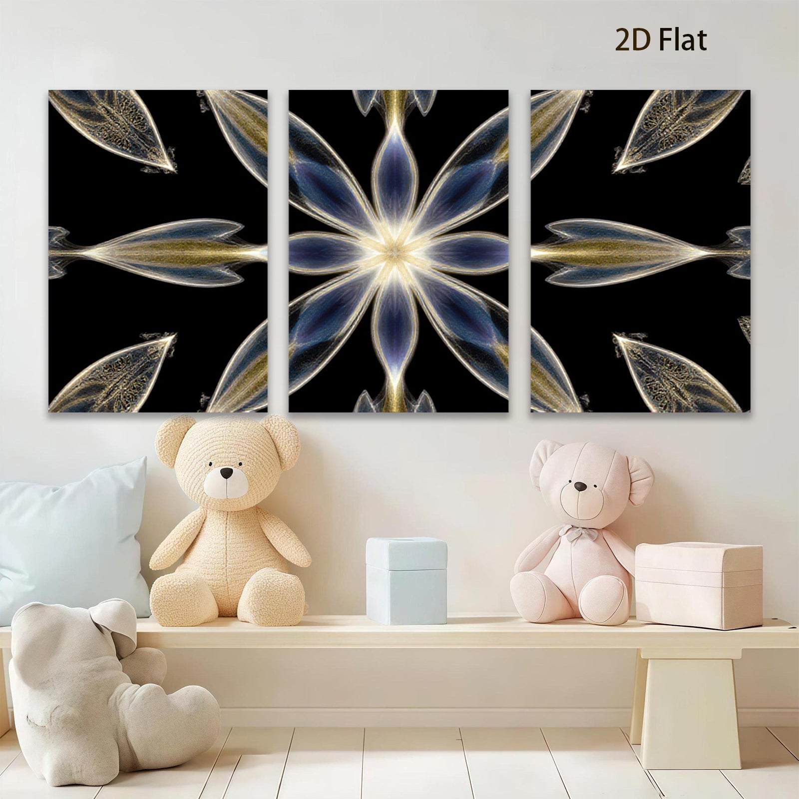2D flat 1pc Golden Floral Burst Abstract Wall Art Decor Living Room Bedroom Modern Farmhouse Gallery Wrapped Canvas Prints Contemporary Home D��cor Chic Design