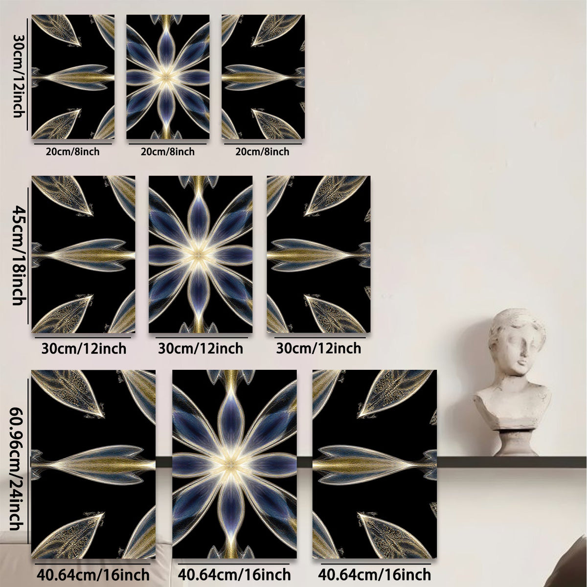 2D flat 1pc Golden Floral Burst Abstract Wall Art Decor Living Room Bedroom Modern Farmhouse Gallery Wrapped Canvas Prints Contemporary Home D��cor Chic Design
