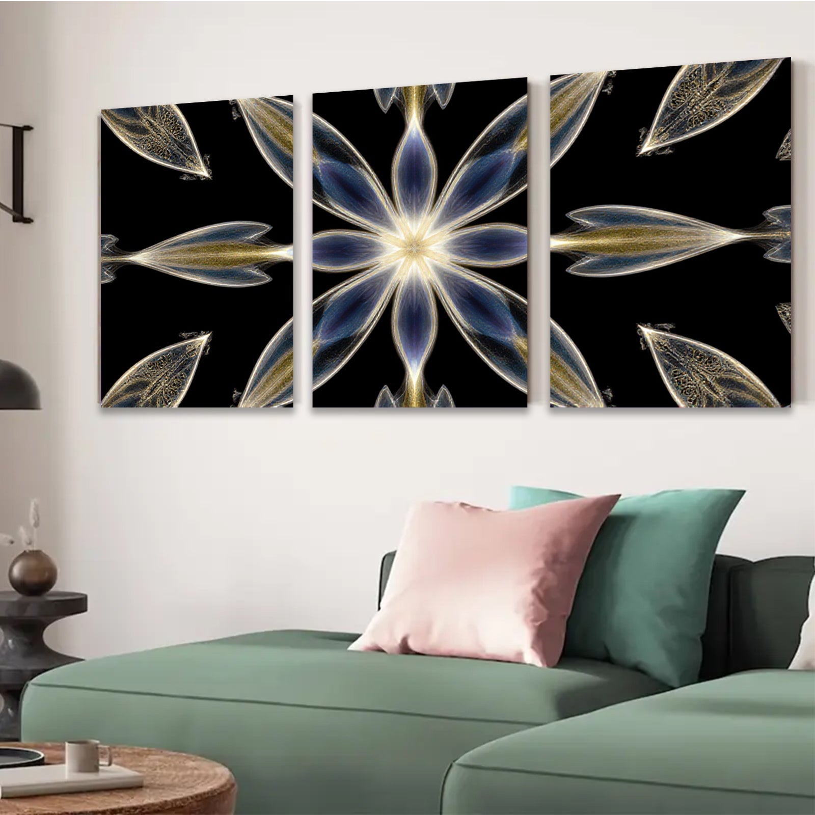 2D flat 1pc Golden Floral Burst Abstract Wall Art Decor Living Room Bedroom Modern Farmhouse Gallery Wrapped Canvas Prints Contemporary Home D��cor Chic Design