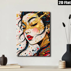 2D flat 1pc Golden Glamour Portrait Wall Art Canvas Print for Living Room Bedroom Home Decor Modern Farmhouse Style Chic Gallery Wrapped