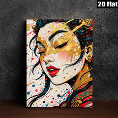 2D flat 1pc Golden Glamour Portrait Wall Art Canvas Print for Living Room Bedroom Home Decor Modern Farmhouse Style Chic Gallery Wrapped