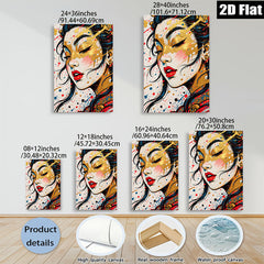 2D flat 1pc Golden Glamour Portrait Wall Art Canvas Print for Living Room Bedroom Home Decor Modern Farmhouse Style Chic Gallery Wrapped