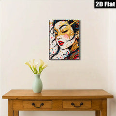 2D flat 1pc Golden Glamour Portrait Wall Art Canvas Print for Living Room Bedroom Home Decor Modern Farmhouse Style Chic Gallery Wrapped