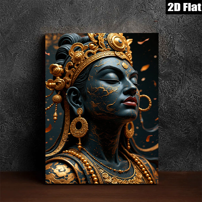 2D flat 1pc Golden Goddess Portrait Wall Art Bedroom Living Room Decor Canvas Painting Modern Farmhouse Style Boho Chic Gallery Wrapped Ready to Hang